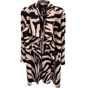 Eva Varro Zebra Print Open Collar Coat